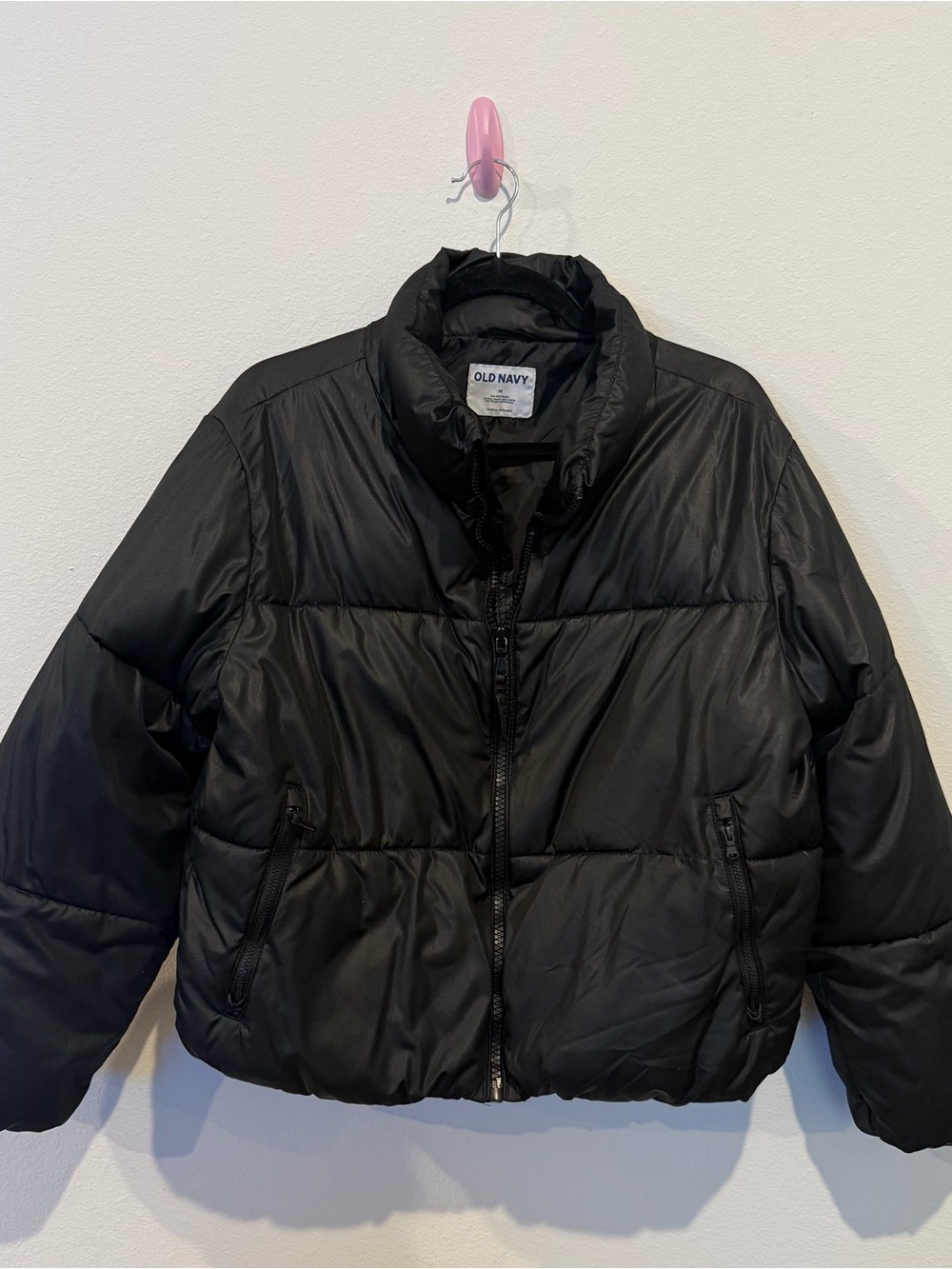 Old Navy Black Puffer Jacket with Stand Collar medium